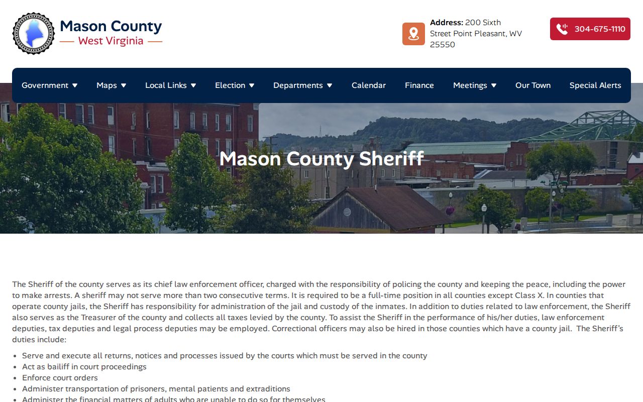 Mason County Sheriff arrest records contact page