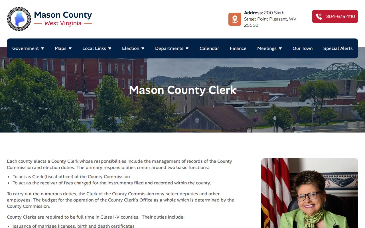 Mason County criminal records County Clerk office page