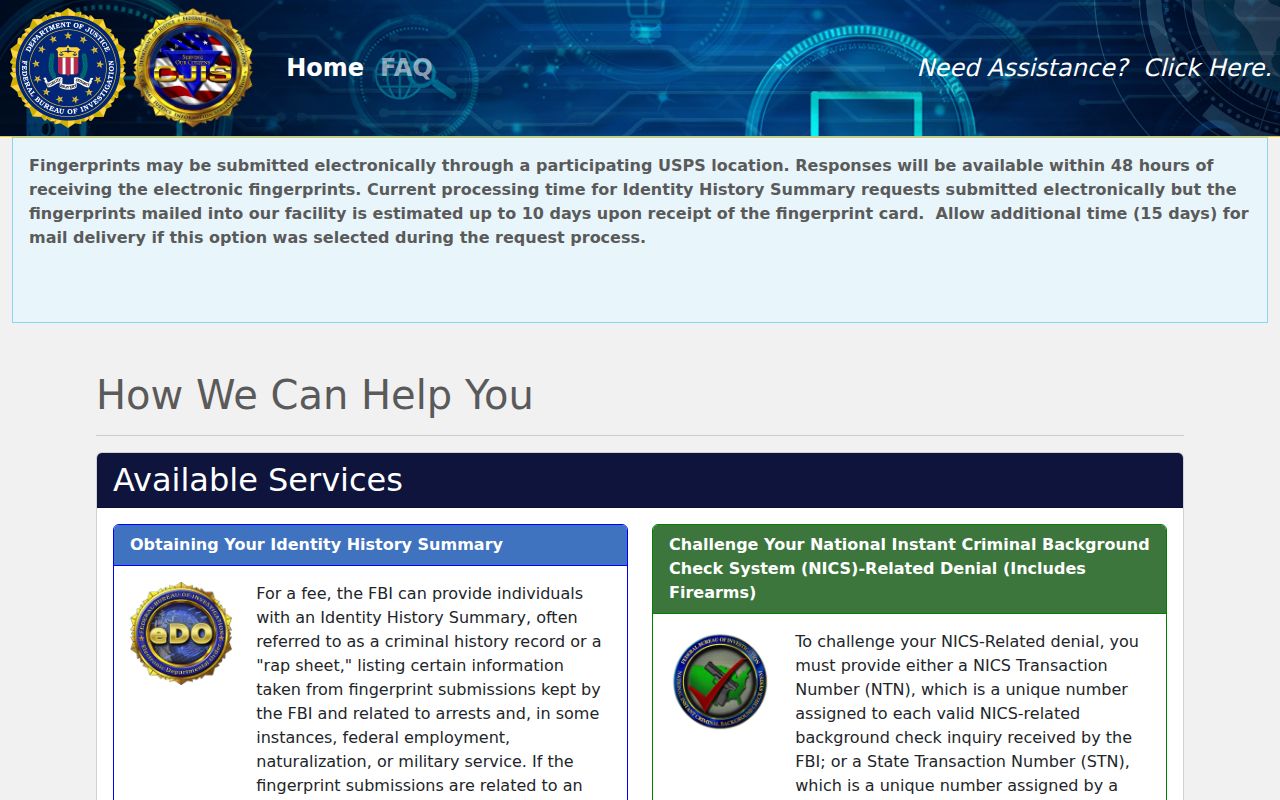 Mason County criminal history FBI self-review portal
