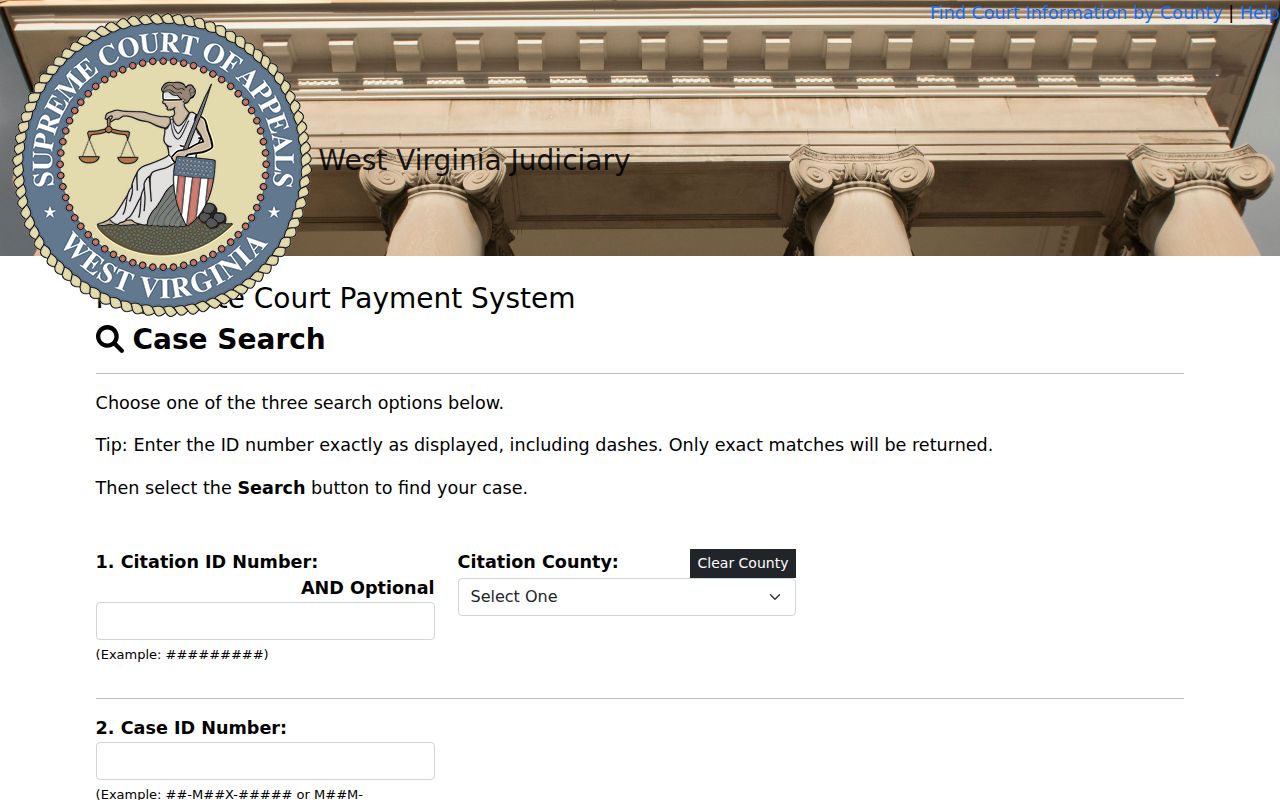 Mason County magistrate court case payment ID search