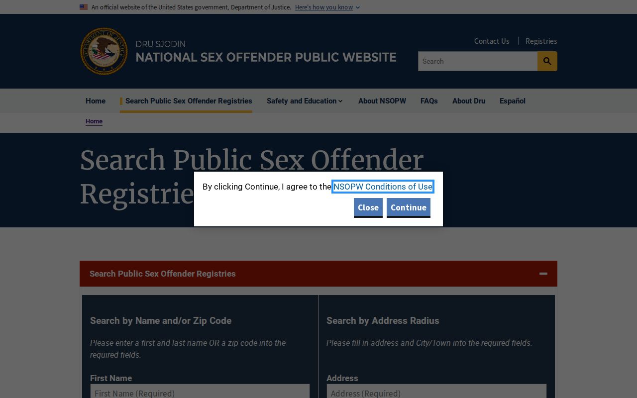 NSOPW national search used with Mason County sex offender records